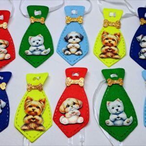 Gravata Cãozinho Amor Feltro 10und. Cores Sortidas