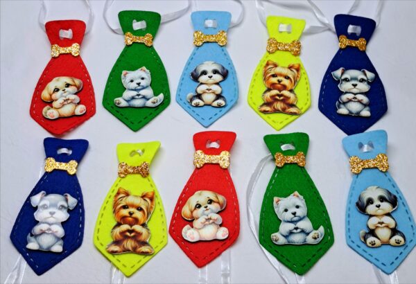 Gravata Cãozinho Amor Feltro 10und. Cores Sortidas