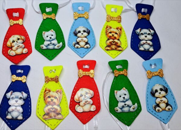 Gravata Cãozinho Amor Feltro 10und. Cores Sortidas - Image 2